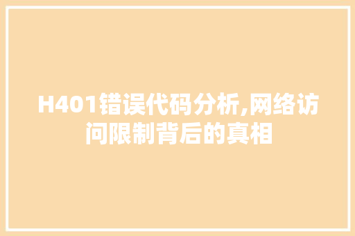 H401错误代码分析,网络访问限制背后的真相 人工智能