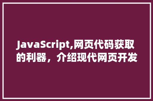JavaScript,网页代码获取的利器，介绍现代网页开发的奥秘 人工智能