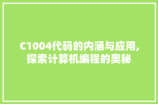 C1004代码的内涵与应用,探索计算机编程的奥秘 软件技术