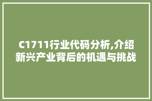 C1711行业代码分析,介绍新兴产业背后的机遇与挑战 智能科技