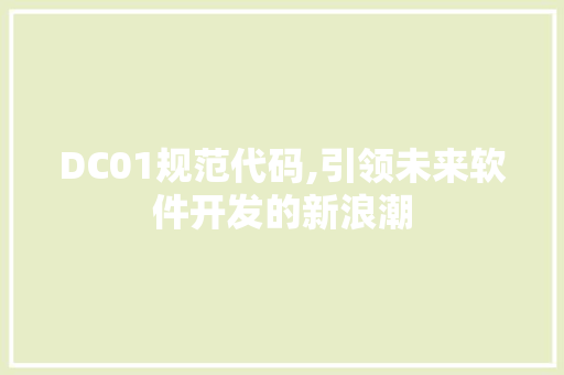 DC01规范代码,引领未来软件开发的新浪潮 智能科技