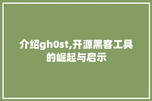 介绍gh0st,开源黑客工具的崛起与启示 软件技术