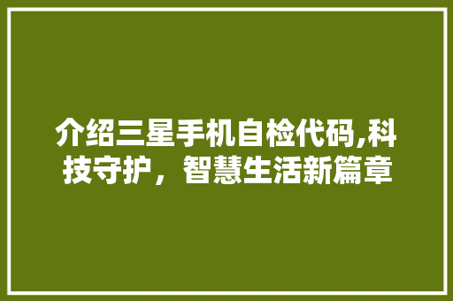 介绍三星手机自检代码,科技守护，智慧生活新篇章 AI场景