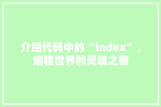 介绍代码中的“index”,编程世界的灵魂之窗 软件技术