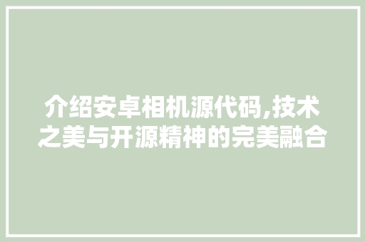 介绍安卓相机源代码,技术之美与开源精神的完美融合 AI场景