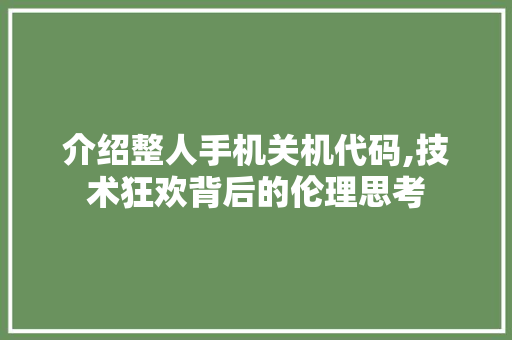 介绍整人手机关机代码,技术狂欢背后的伦理思考 人工智能