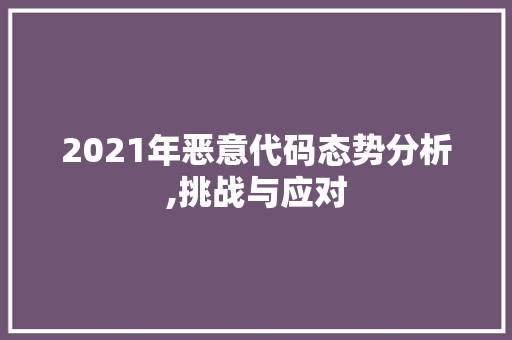 2021年恶意代码态势分析,挑战与应对