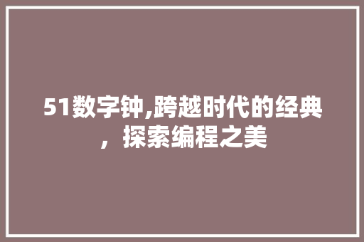 51数字钟,跨越时代的经典，探索编程之美 软件技术