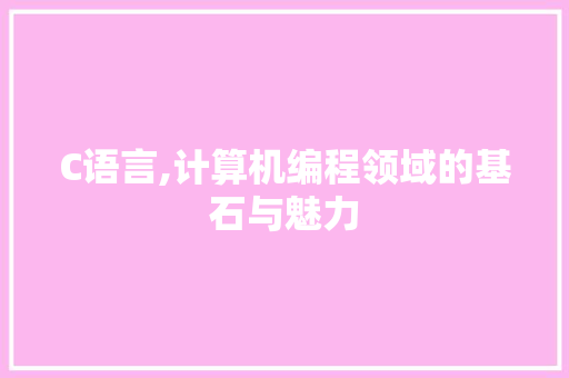 C语言,计算机编程领域的基石与魅力 软件技术