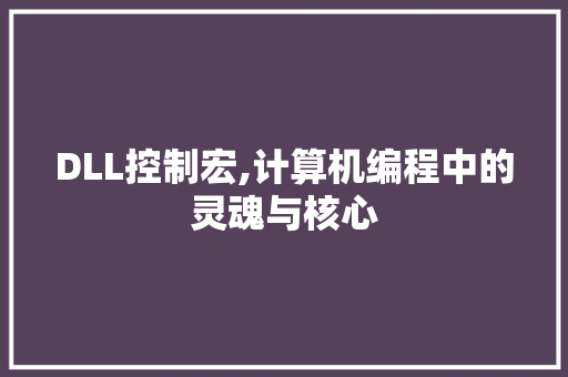 DLL控制宏,计算机编程中的灵魂与核心 智能科技