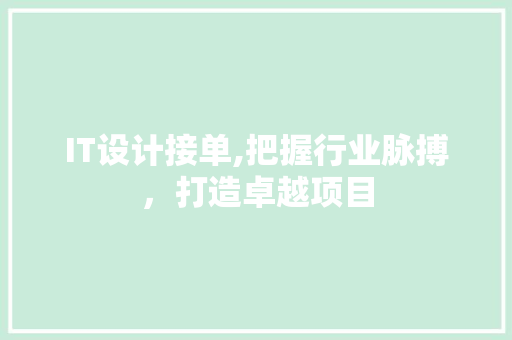 IT设计接单,把握行业脉搏，打造卓越项目 软件技术