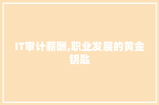 IT审计薪酬,职业发展的黄金钥匙 智能科技