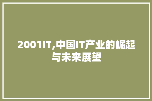 2001IT,中国IT产业的崛起与未来展望 AI场景