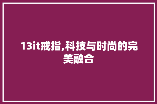 13it戒指,科技与时尚的完美融合