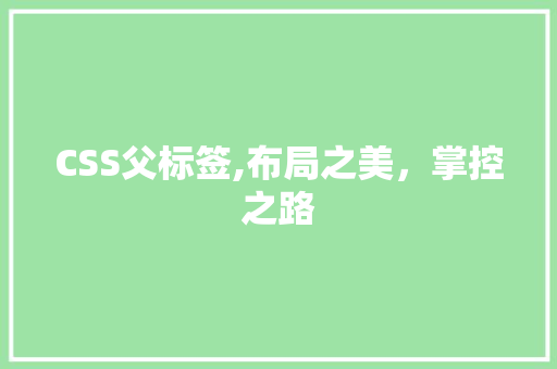 CSS父标签,布局之美，掌控之路 AI场景