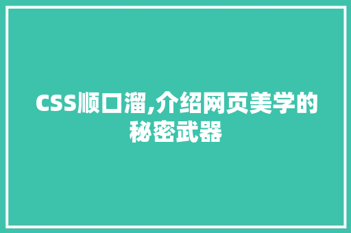 CSS顺口溜,介绍网页美学的秘密武器 软件技术