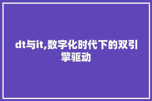 dt与it,数字化时代下的双引擎驱动 人工智能