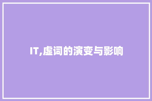 IT,虚词的演变与影响 智能科技