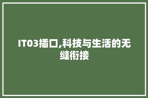 IT03插口,科技与生活的无缝衔接 智能科技