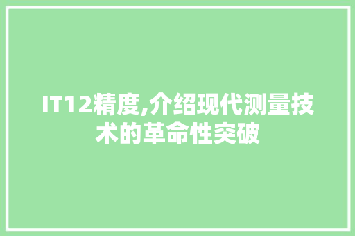 IT12精度,介绍现代测量技术的革命性突破