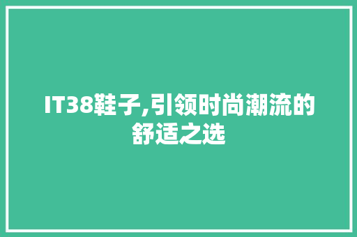 IT38鞋子,引领时尚潮流的舒适之选