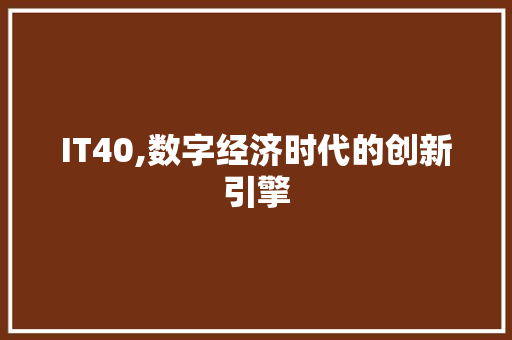 IT40,数字经济时代的创新引擎