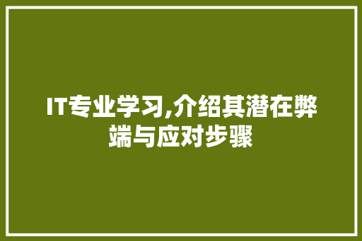 IT专业学习,介绍其潜在弊端与应对步骤 人工智能