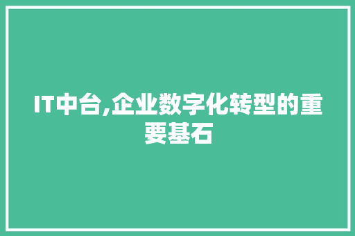 IT中台,企业数字化转型的重要基石 软件技术
