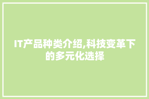 IT产品种类介绍,科技变革下的多元化选择 人工智能