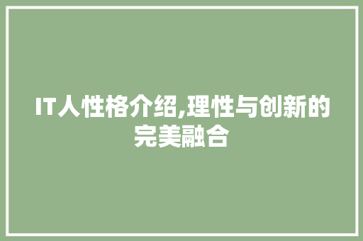 IT人性格介绍,理性与创新的完美融合 AI场景