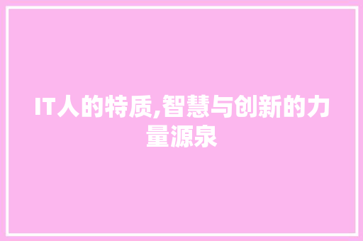 IT人的特质,智慧与创新的力量源泉 AI场景