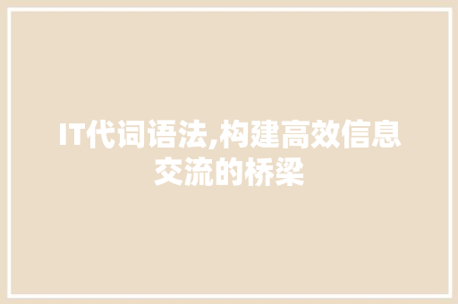 IT代词语法,构建高效信息交流的桥梁