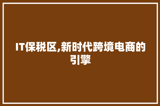 IT保税区,新时代跨境电商的引擎 软件技术