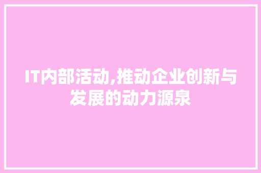 IT内部活动,推动企业创新与发展的动力源泉 人工智能