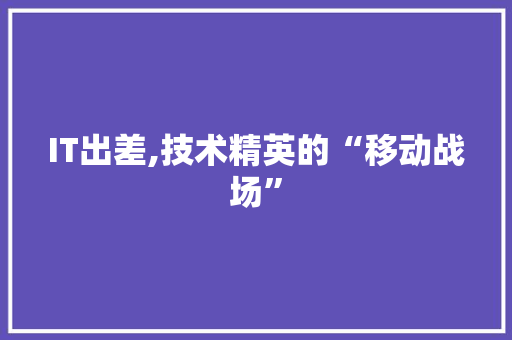 IT出差,技术精英的“移动战场” 软件技术