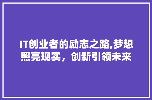 IT创业者的励志之路,梦想照亮现实，创新引领未来