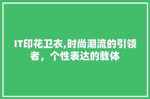 IT印花卫衣,时尚潮流的引领者，个性表达的载体 软件技术