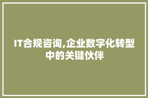 IT合规咨询,企业数字化转型中的关键伙伴 人工智能