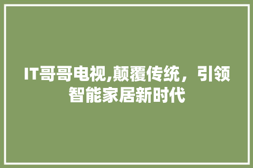 IT哥哥电视,颠覆传统，引领智能家居新时代