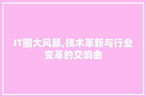 IT圈大风暴,技术革新与行业变革的交响曲 人工智能