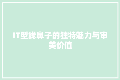 IT型线鼻子的独特魅力与审美价值 人工智能