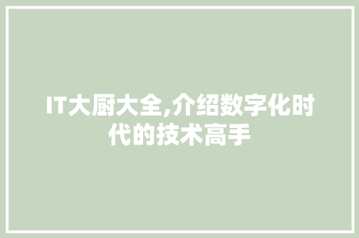 IT大厨大全,介绍数字化时代的技术高手 软件技术