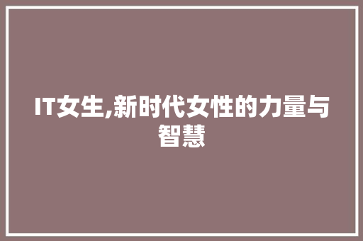 IT女生,新时代女性的力量与智慧 AI场景