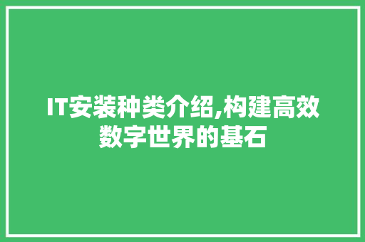 IT安装种类介绍,构建高效数字世界的基石