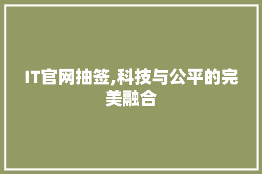 IT官网抽签,科技与公平的完美融合
