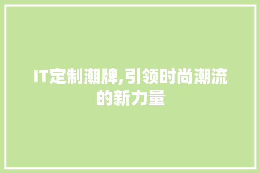 IT定制潮牌,引领时尚潮流的新力量