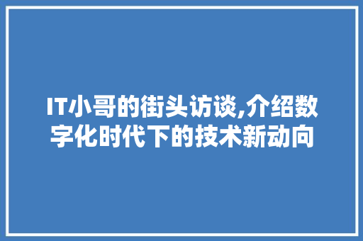IT小哥的街头访谈,介绍数字化时代下的技术新动向