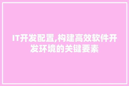IT开发配置,构建高效软件开发环境的关键要素 AI场景