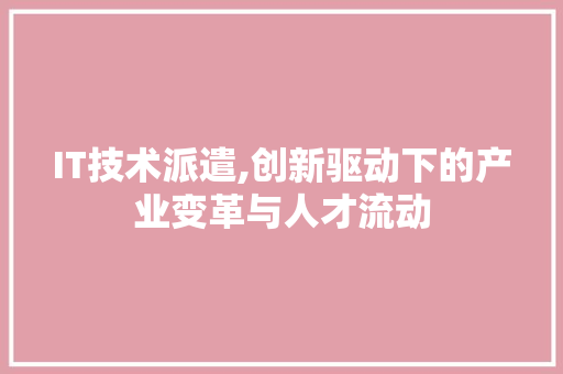 IT技术派遣,创新驱动下的产业变革与人才流动