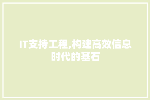 IT支持工程,构建高效信息时代的基石 AI场景
